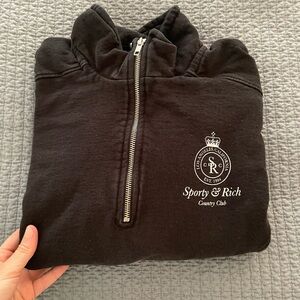 Sporty & Rich Black Zip Pullover